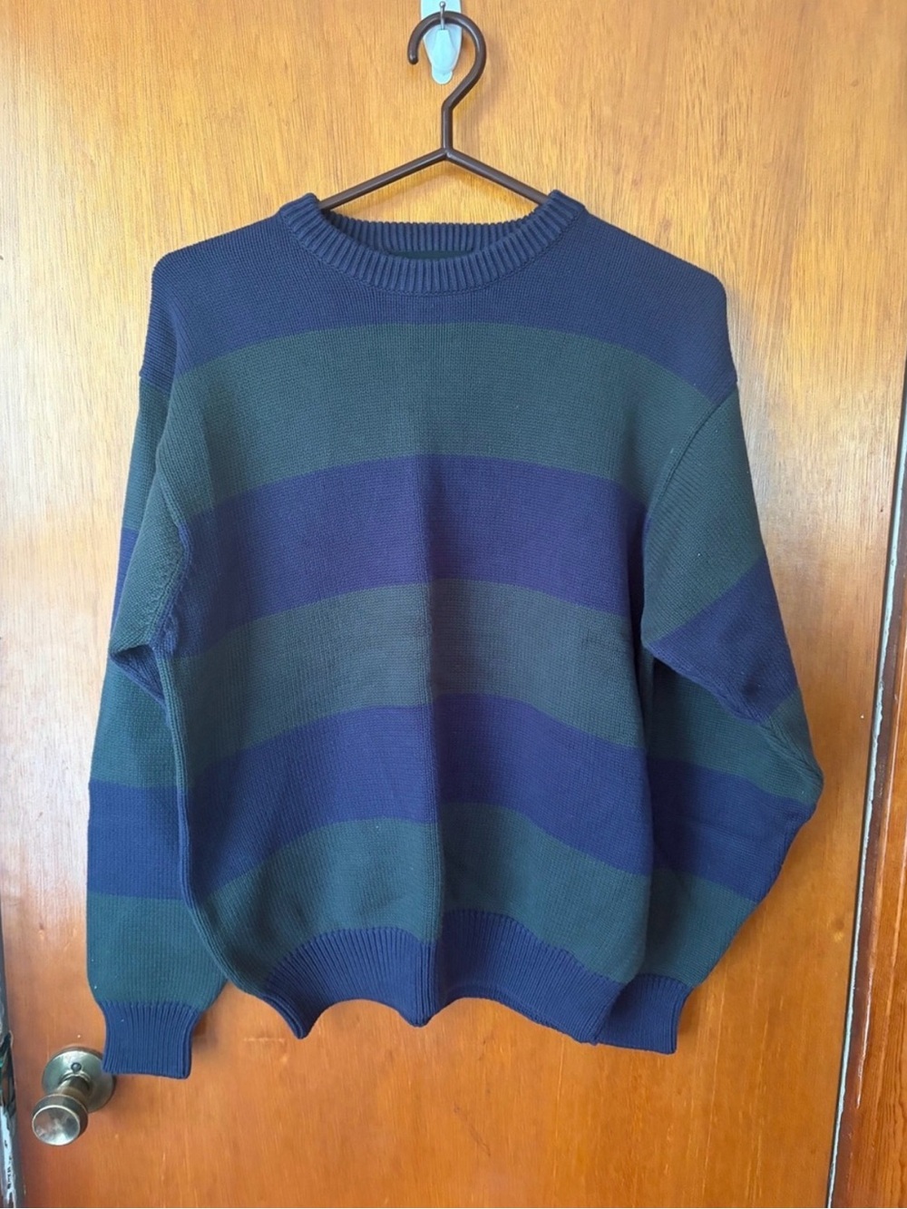 croft & barrow Navy and Dark Green Striped Crewneck Sweater